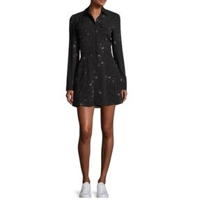 A.L.C. PEDRO LONG-SLEEVE SILK STAR SHIRT-DRESS SIZE 8